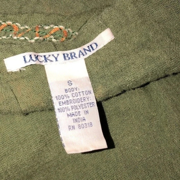 LUCKY BRAND green embroidered small boho top - Picture 4 of 5